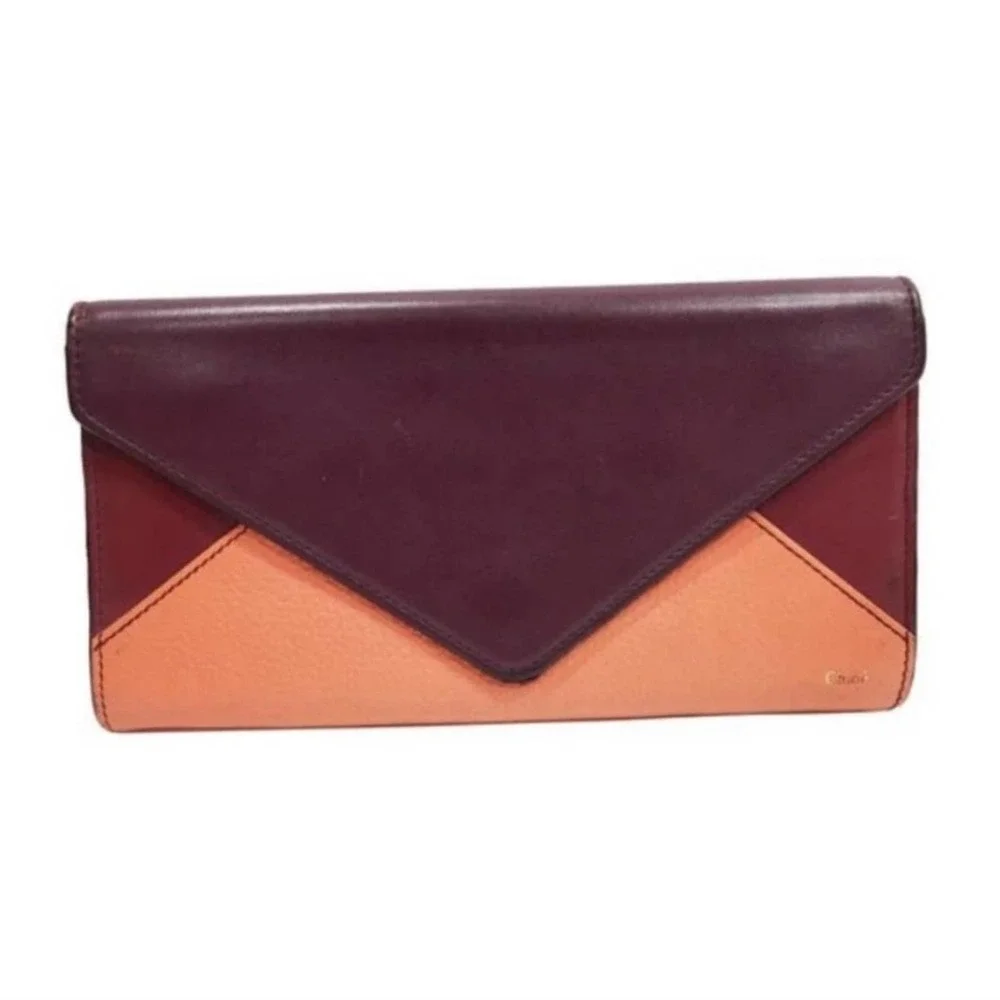 Chloe Tricolor Leather Envelope Snap Wallet